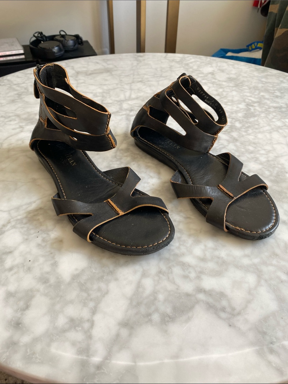 Cole Haan Women’s Black Strappy Ankle-Wrap Sandals